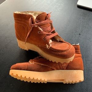 Fantastic vintage suede and shearling ankle boots.